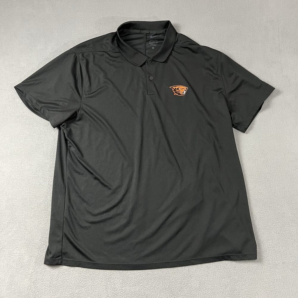 Nike Shirt Mens 2XL Black Oregon State Beavers Polo NCAA Dri Fit Football Golf